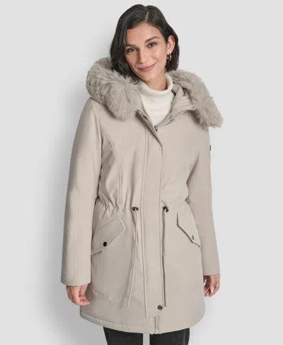 Dkny Women's Trim Hooded Anorak Puffer Coat In Animal Print
