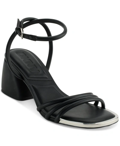 Dkny Women's Trixie Ankle-strap Block-heel Sandals In Black