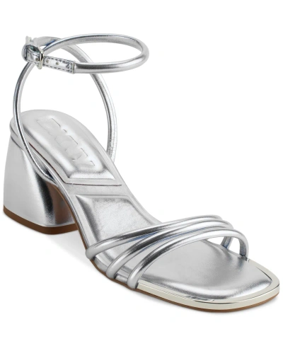 Dkny Women's Trixie Ankle-strap Block-heel Sandals In Silver