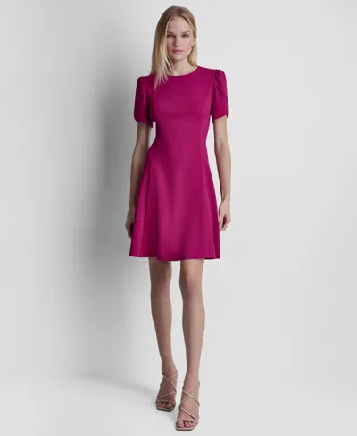 Dkny Women's Tulip Sleeve Fit And Flare Dress In Purple