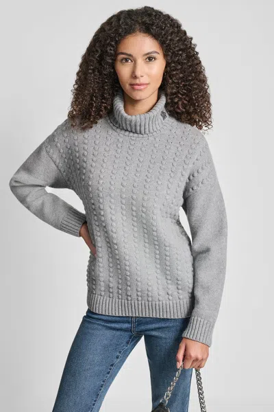 Dkny Women's Turtle Neck Bobble Stich Sweater In Gray