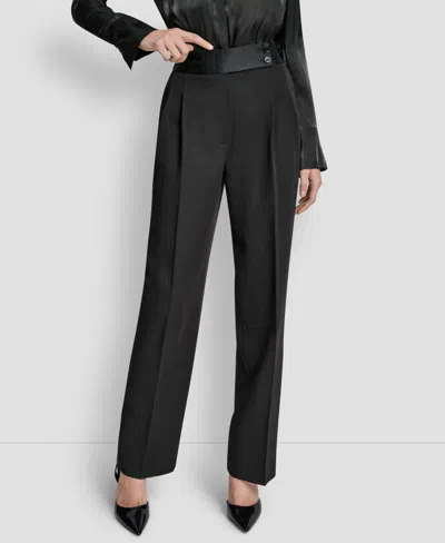 Dkny Women's Tuxedo Look Wide Leg Trousers In Black