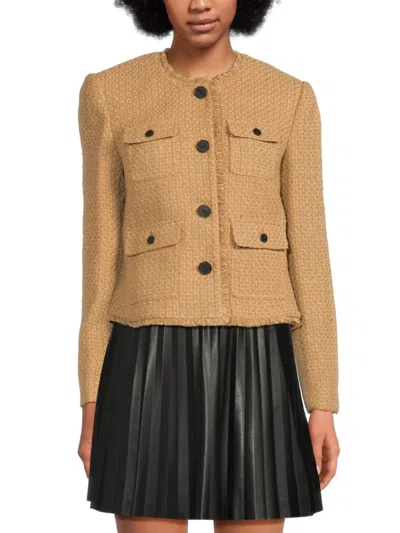 Dkny Women's Tweed Four-pocket Jacket In Gold