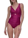 Dkny Deep V-neck Keyhole Twist One-piece Swimsuit