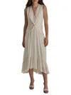 Dkny Women's Twist Front Midi A-line Dress In Eggshell
