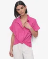 Dkny Plus Size Collared Twist-hem Shirt