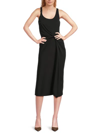 Dkny Women's Twisted Front Sheath Midi Dress In Black
