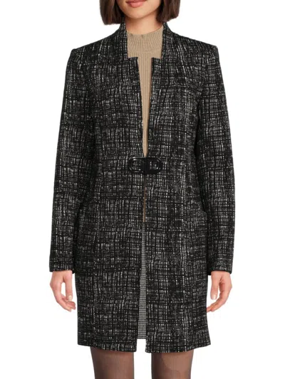 Dkny Women's Two Tone Coat In Black