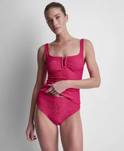 Dkny Women's Under-wire Textured Tankini Top In Pink