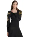 Dkny Rib Puff Shoulder Sweater In Blk,photo