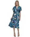 Dkny Plus Size Printed Flutter-sleeve Midi Dress In Ivory Multi