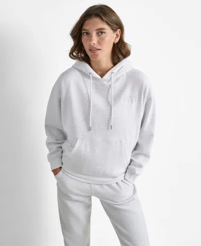 Dkny Women's Varsity Embroidered Logo Pull-on Hoodie In Gray