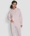 Dkny Women's Varsity Embroidered Logo Pull-on Hoodie In Pink