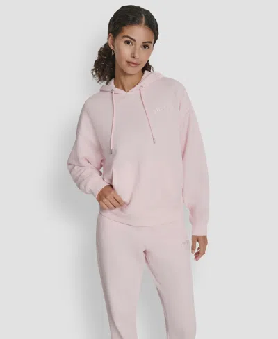 Dkny Women's Varsity Embroidered Logo Pull-on Hoodie In Pink