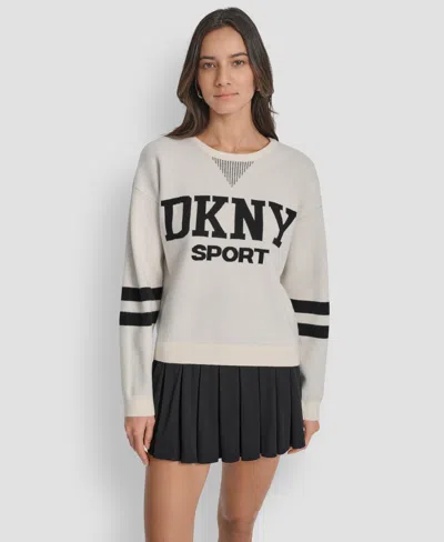 Dkny Women's Varsity Logo Crew Neck Sweater In Gray