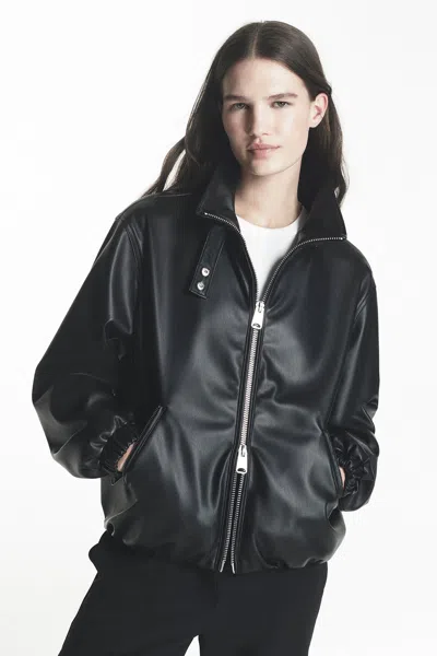 Dkny Women's Vegan Leather Bomber In Black