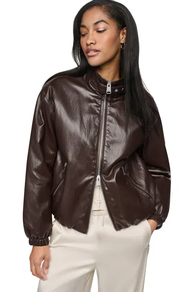 Dkny Women's Vegan Leather Bomber In Brown