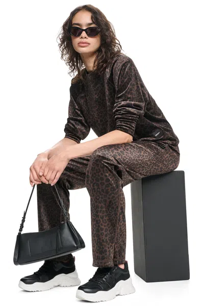 Dkny Women's Velour Animal Print Mid-rise Pants In Brown