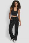 Dkny Women's Velour Rhinestone Logo Pants In Black
