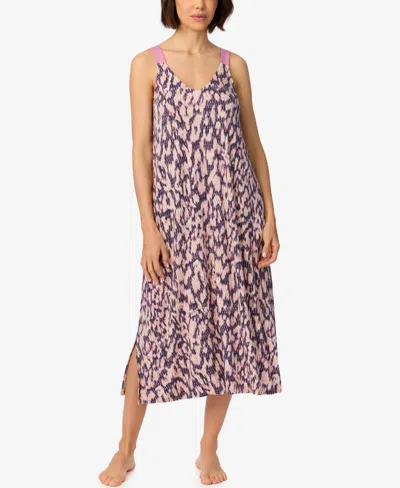 Dkny Women's V-neck Sleeveless Animal-print Chemise In Purple