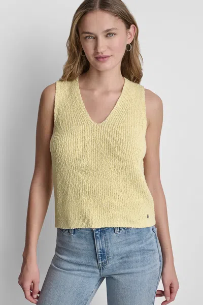Dkny Women's V-neck Sweater Tank In Neutral