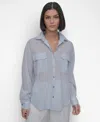 Dkny Cotton Voile Button-up Shirt In Skyway Blue