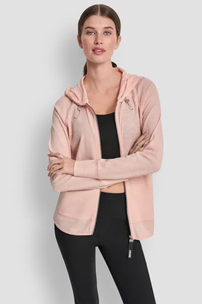 Dkny Women's Waffle-knit Hooded Jacket In Orange