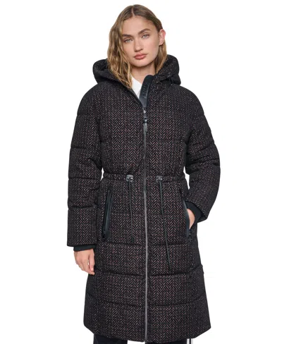 Dkny Women's Walker Length Anorak Lined Hood Coat In Black