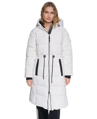 Dkny Women's Walker Length Anorak Lined Hood Coat In White