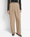 Dkny Weathered Twill Pleated Pants In Brown