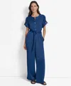 Dkny Twill Utility Jumpsuit In Blue