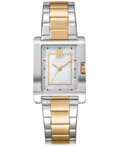 Dkny Women's Westside Midi White Mop Dial Gold Two-tone Stainless Steel Bracelet Watch 25.5x33mm