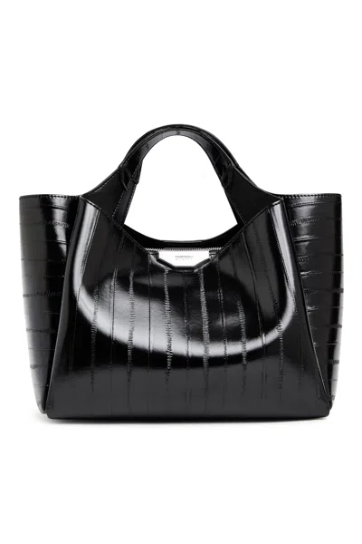 Dkny Women's Willa Ribbed Tote In Black/silver