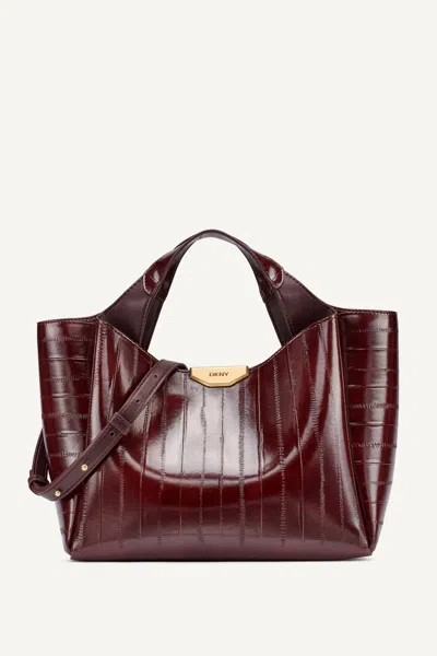 Dkny Women's Willa Ribbed Tote In Sangria
