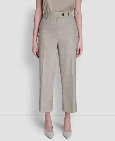 Dkny Women's Windowpane Mid Rise Cropped Pants In Gray
