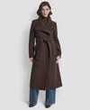 Dkny Women's Wing Collar Asymmetrical Wrap Coat In Brown