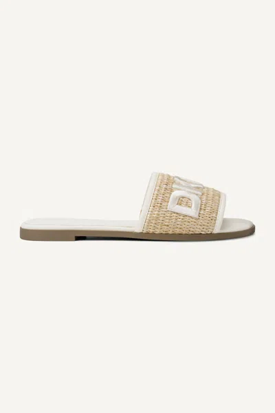 Dkny Logo-embroidered Woven Sandals In White