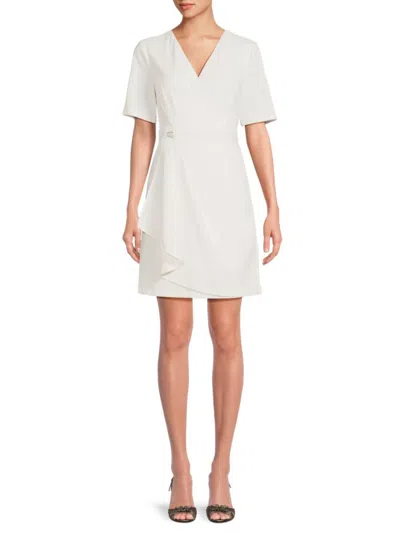 Dkny Women's Wrap Mini A Line Dress In Cream