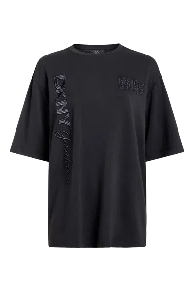 Dkny Women's X Yankees Short-sleeve Embossed T-shirt In Black
