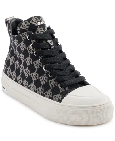 Dkny Women's Yaser Lace-up Mid Top Sneakers In Black,nickel