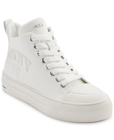 Dkny Women's Yaser Lace-up Mid Top Sneakers In Bright White