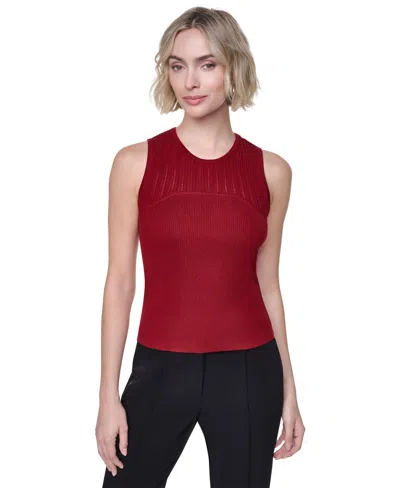 Dkny Women's Yoke Detail Sleeveless Sweater In Multi