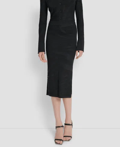 Dkny Women's Zebra Knit Sweater Midi Skirt In Black