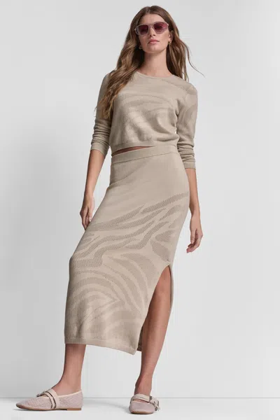 Dkny Women's Zebra Pointelle Midi Skirt In Brown