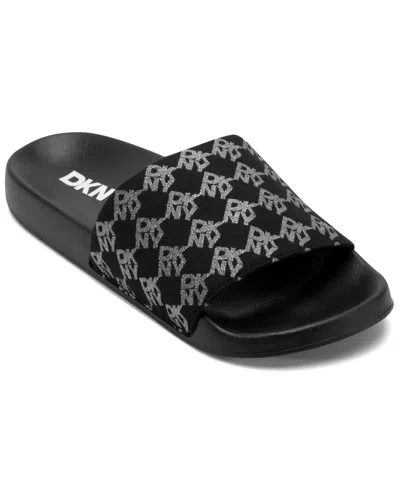 Dkny Women's Zella Slide Slip-on Flats Sandals In Black,nickel