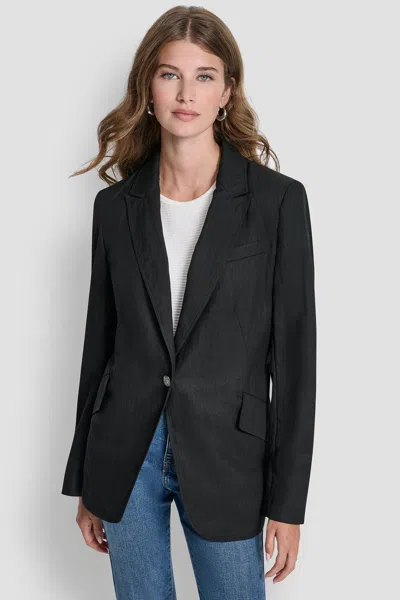Dkny Women's Zig Zag Stitch Blazer In Black