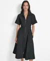 Dkny Zip Front Cargo Dress In Black