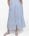 Dkny Zip Front Crinkled Satin Skirt In Skyway Blue