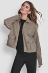Dkny Women's Zip Up Sweater Jacket In Brown