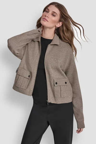 Dkny Women's Zip Up Sweater Jacket In Brown